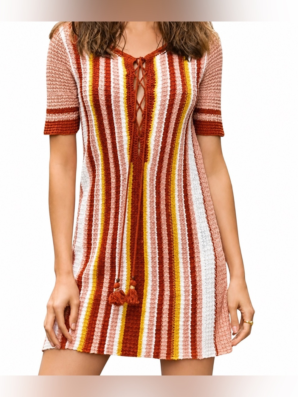 Free People Lollipop crochet mini dress, small